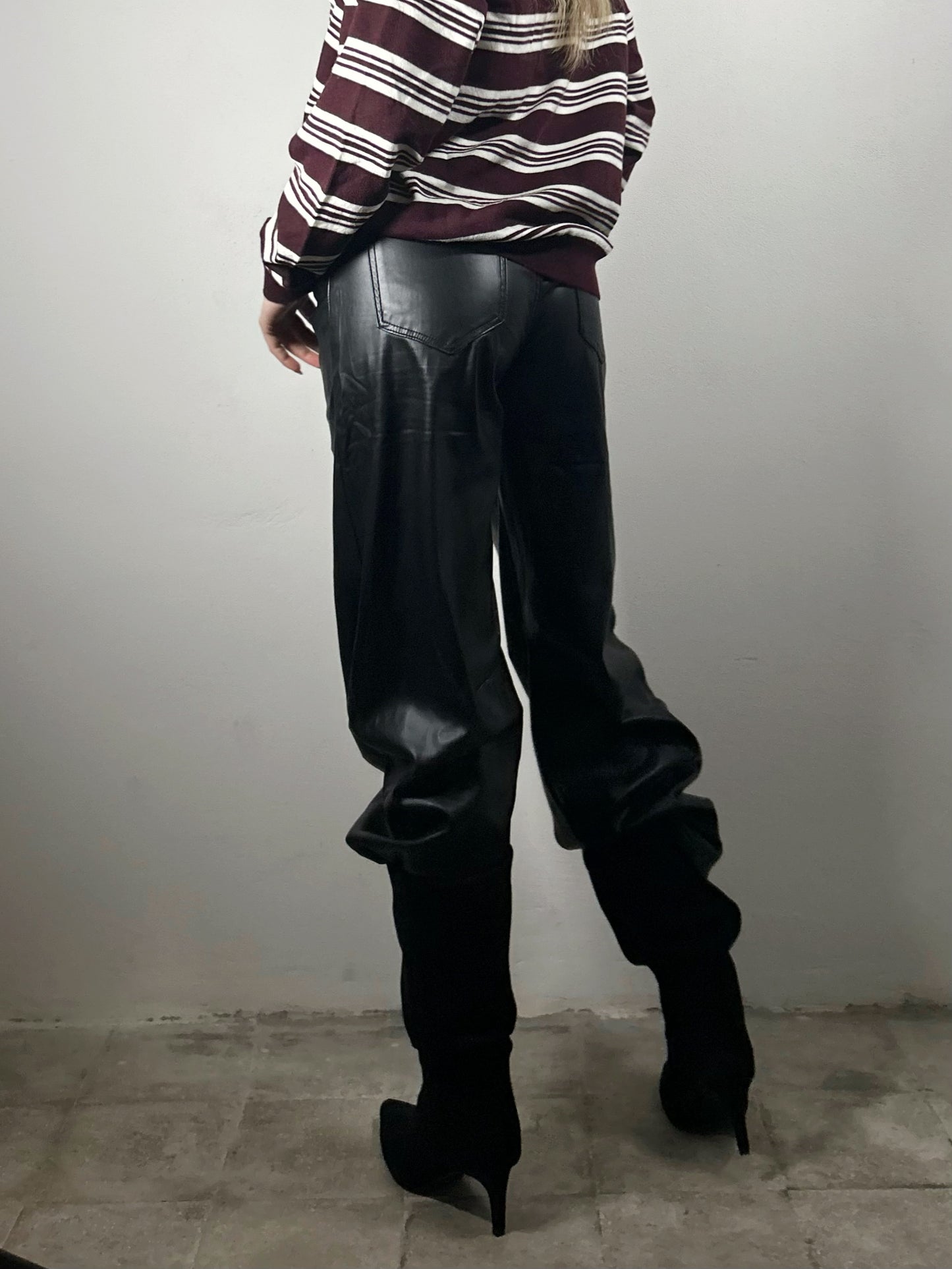 PANTALONE ECO PELLE - nero