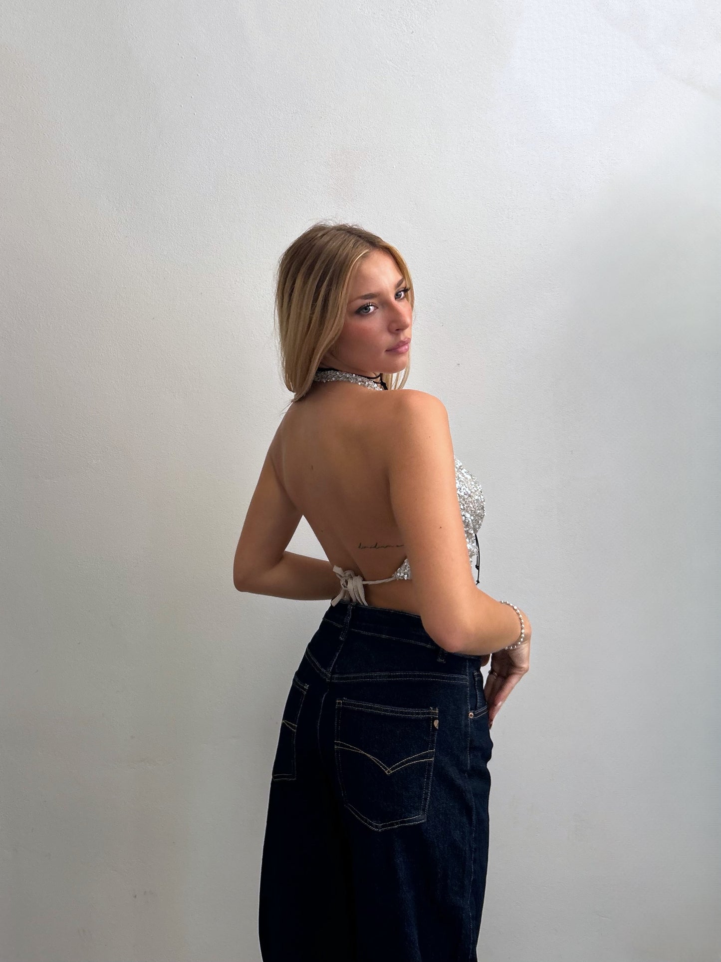 TOP PAILLETTES ARGENTO
