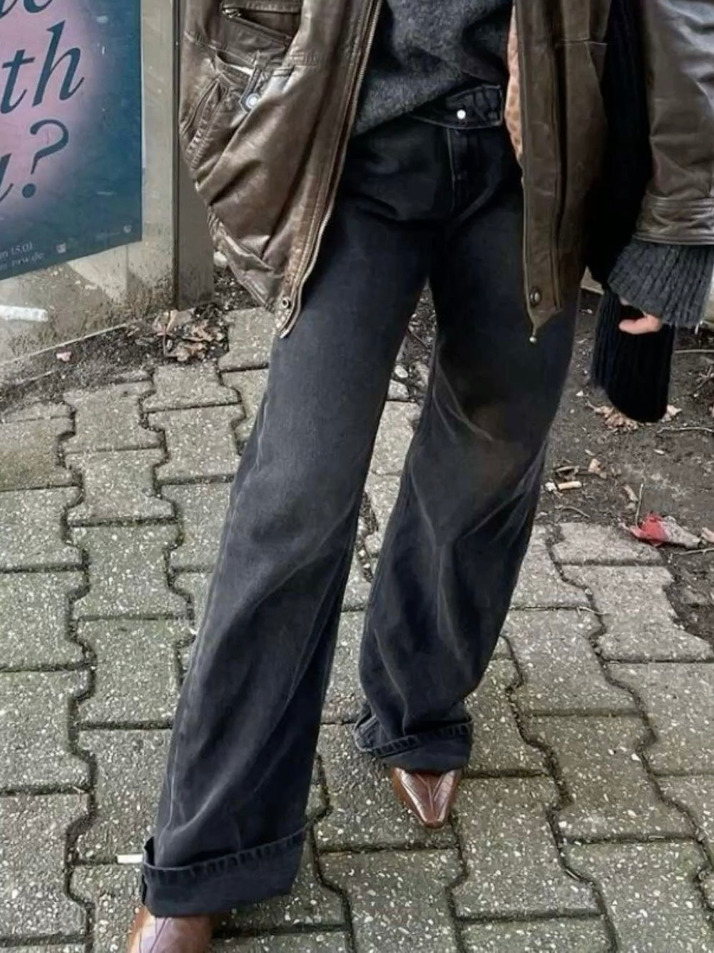 JEANS WIDE LEG GRIGIO SCURO