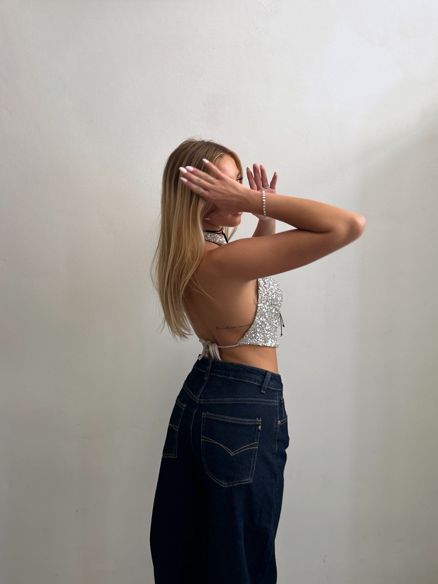 TOP PAILLETTES ARGENTO