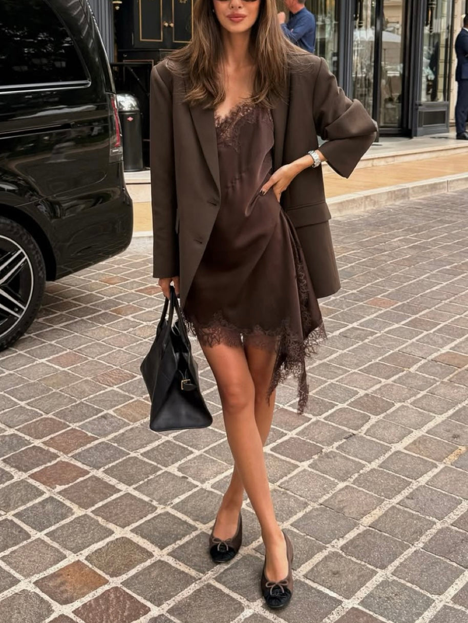 LACE DRESS CHOCO