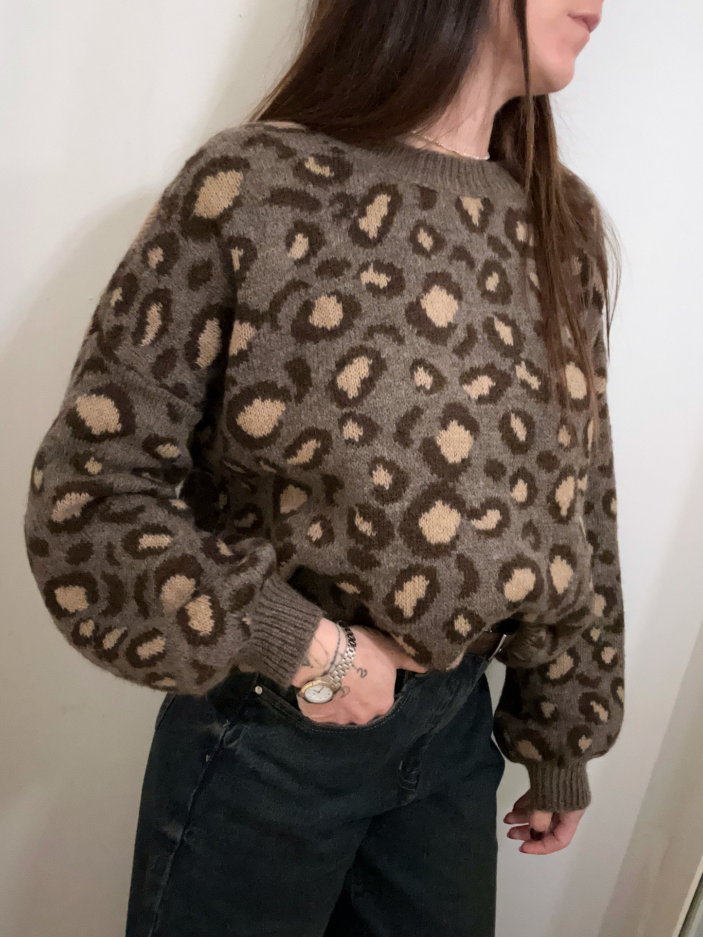 MAGLIONE MACULATO TAUPE