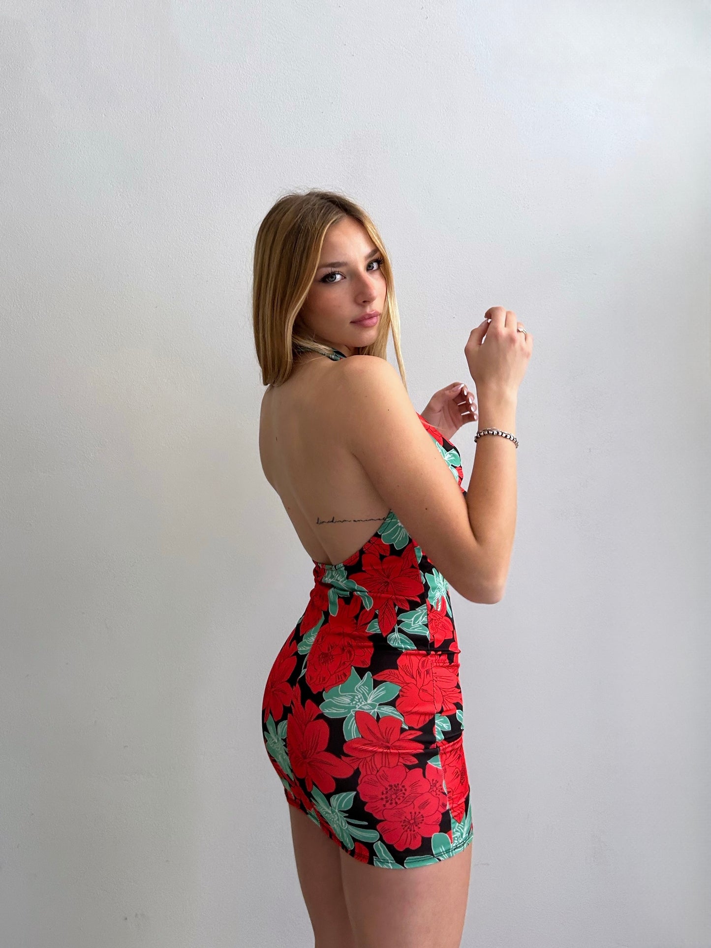 MiniDress Flowers NERO/ROSSO
