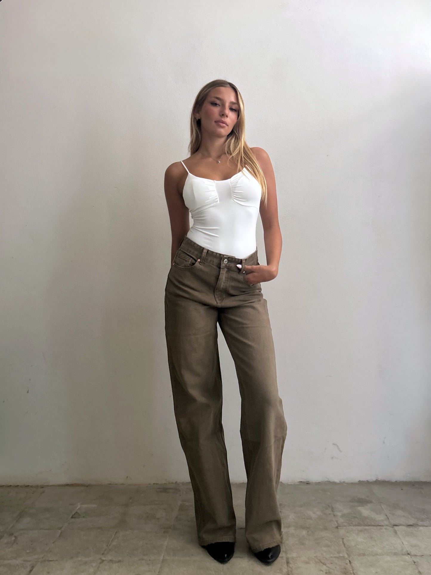 Jeans Wide Leg COFFEE