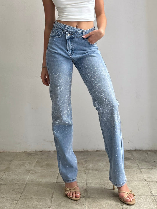 JEANS DIAMONDS CHIUSURA ASIMMETRICA