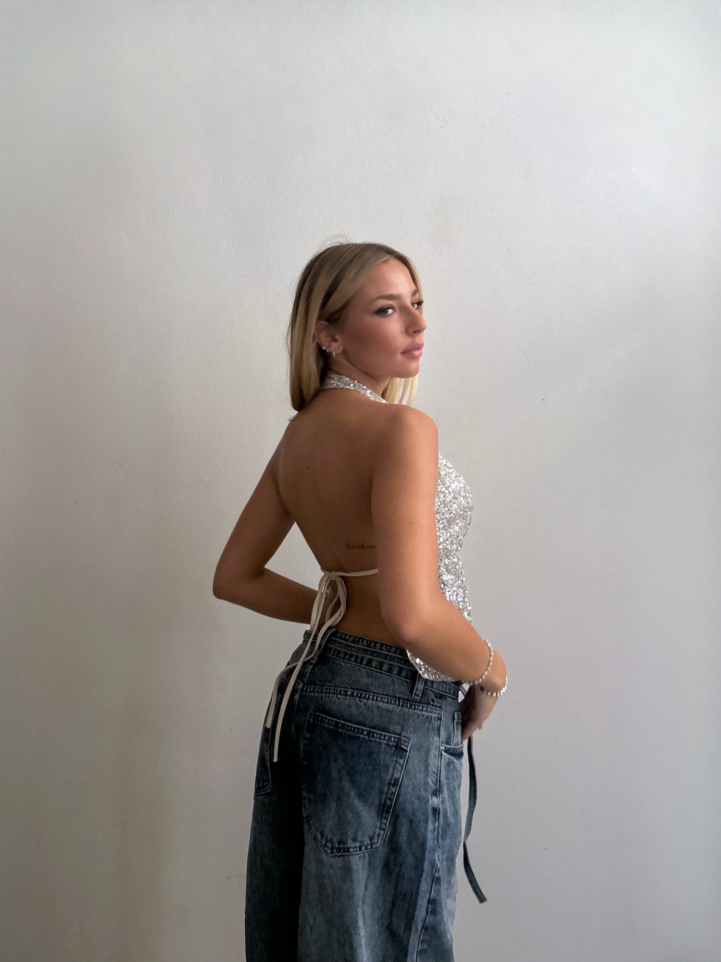 Top Paillettes ARGENTO
