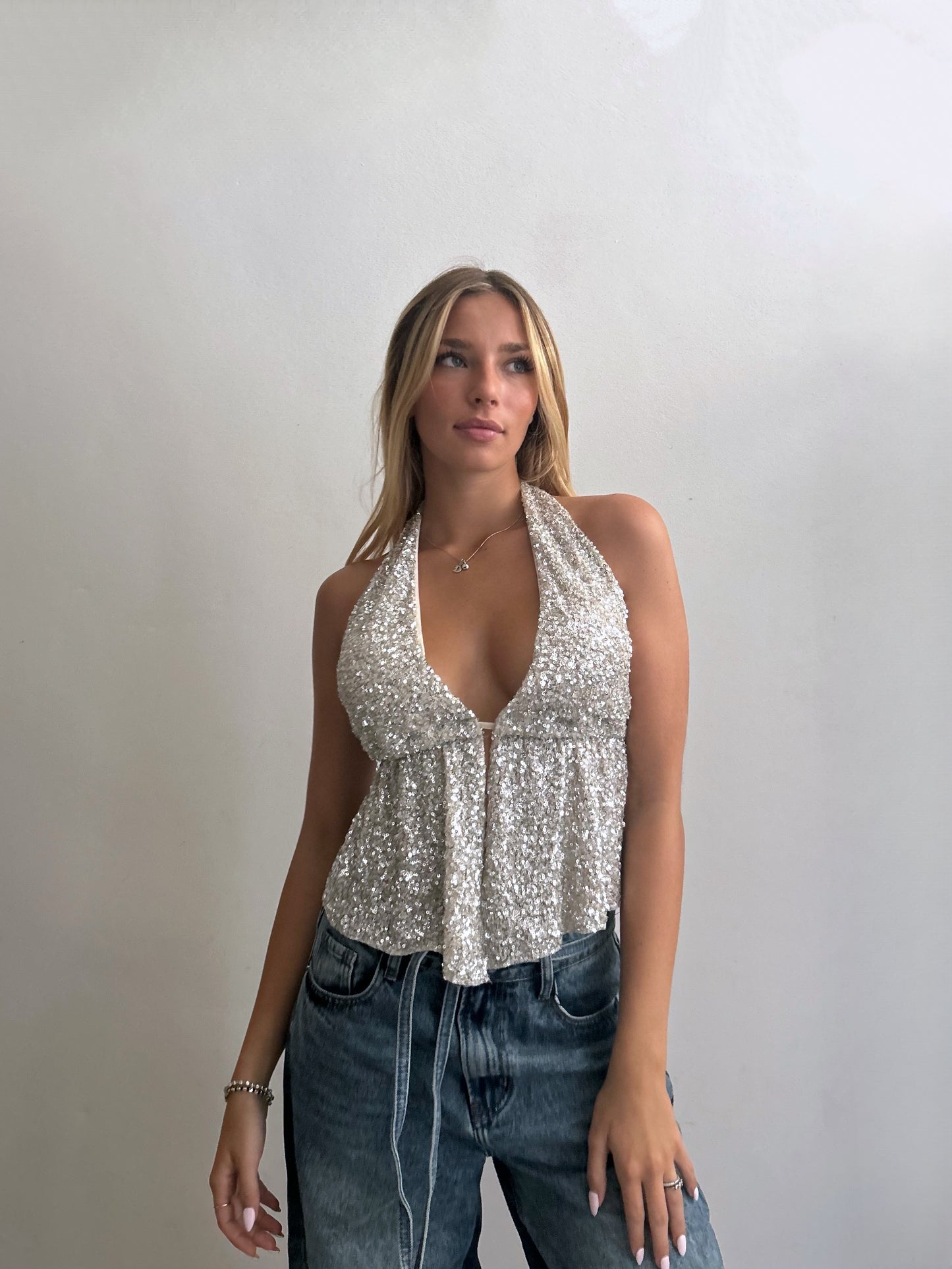 Top Paillettes ARGENTO