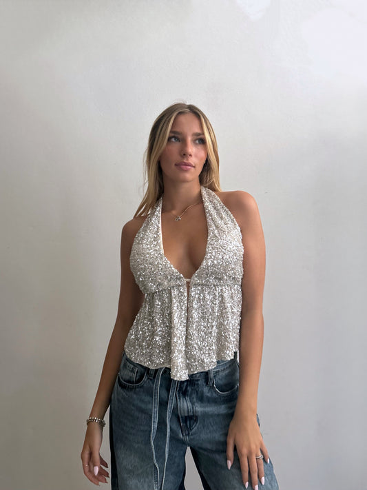 Top Paillettes ARGENTO