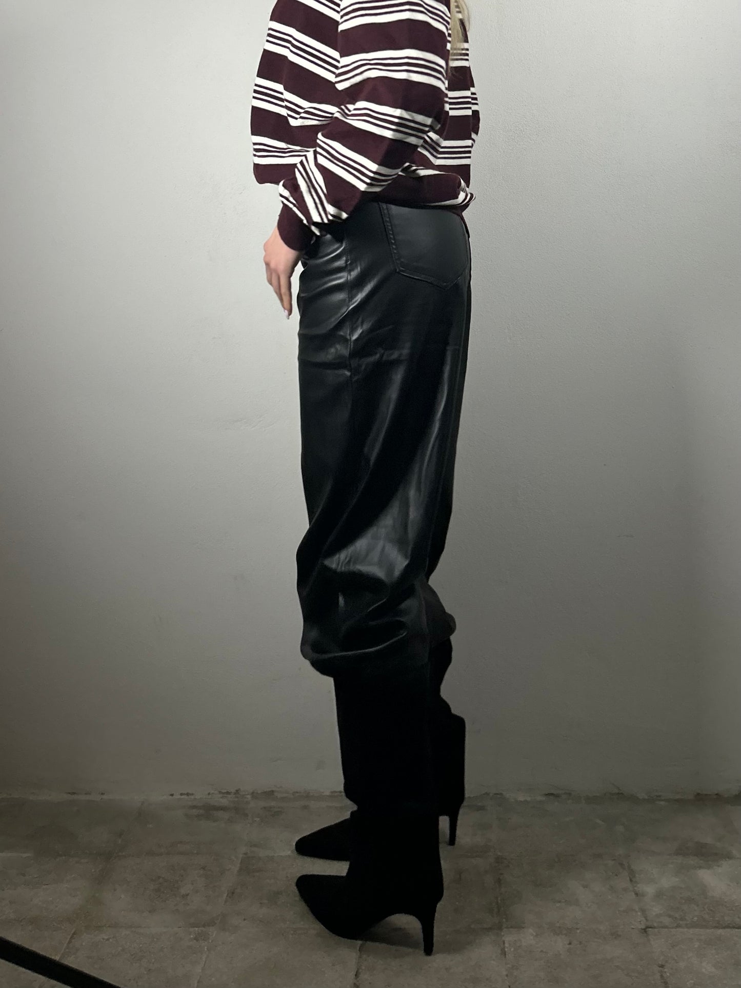 PANTALONE ECO PELLE - nero