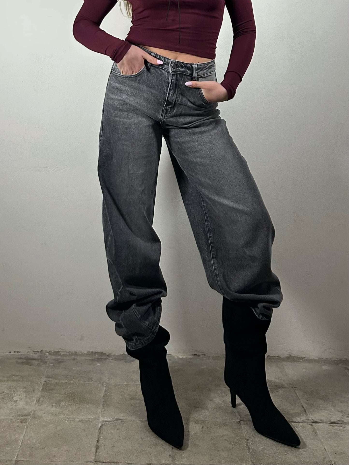 JEANS BARREL - grigio