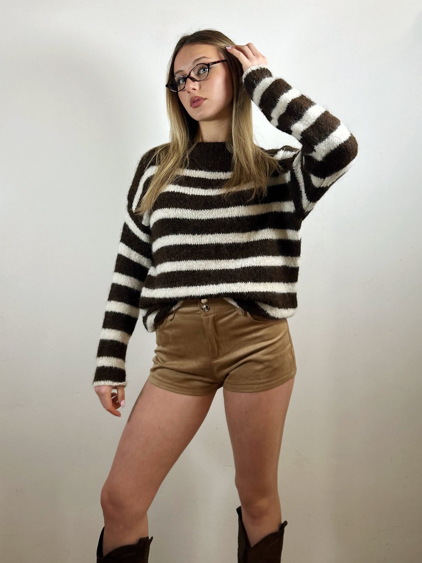 MAGLIONE A RIGHE - choco/écru